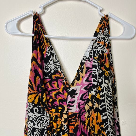 & Other Stories Multicolor Animal Print Mini Dress 0 Sleeveless V-Neck Boho - Picture 4 of 8